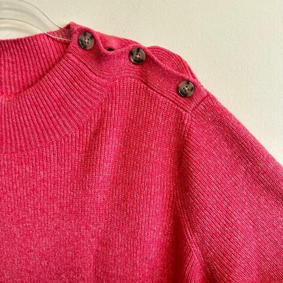 LOFT Plus Pink Ribbed Cotton Blend Sweater Dress Mock Neck Buttons Size 20/22 - Picture 4 of 10